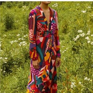 Farm Rio Women’s Abstract Pattern Midi/Maxi Red Dress - Size Small